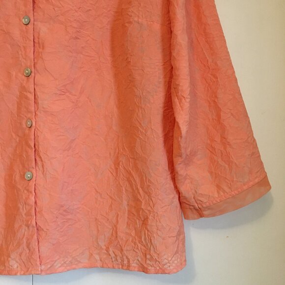 Vintage JH Collectibles Coral & Mother of Pearl Button Up Dress Shirt - Picture 4 of 16